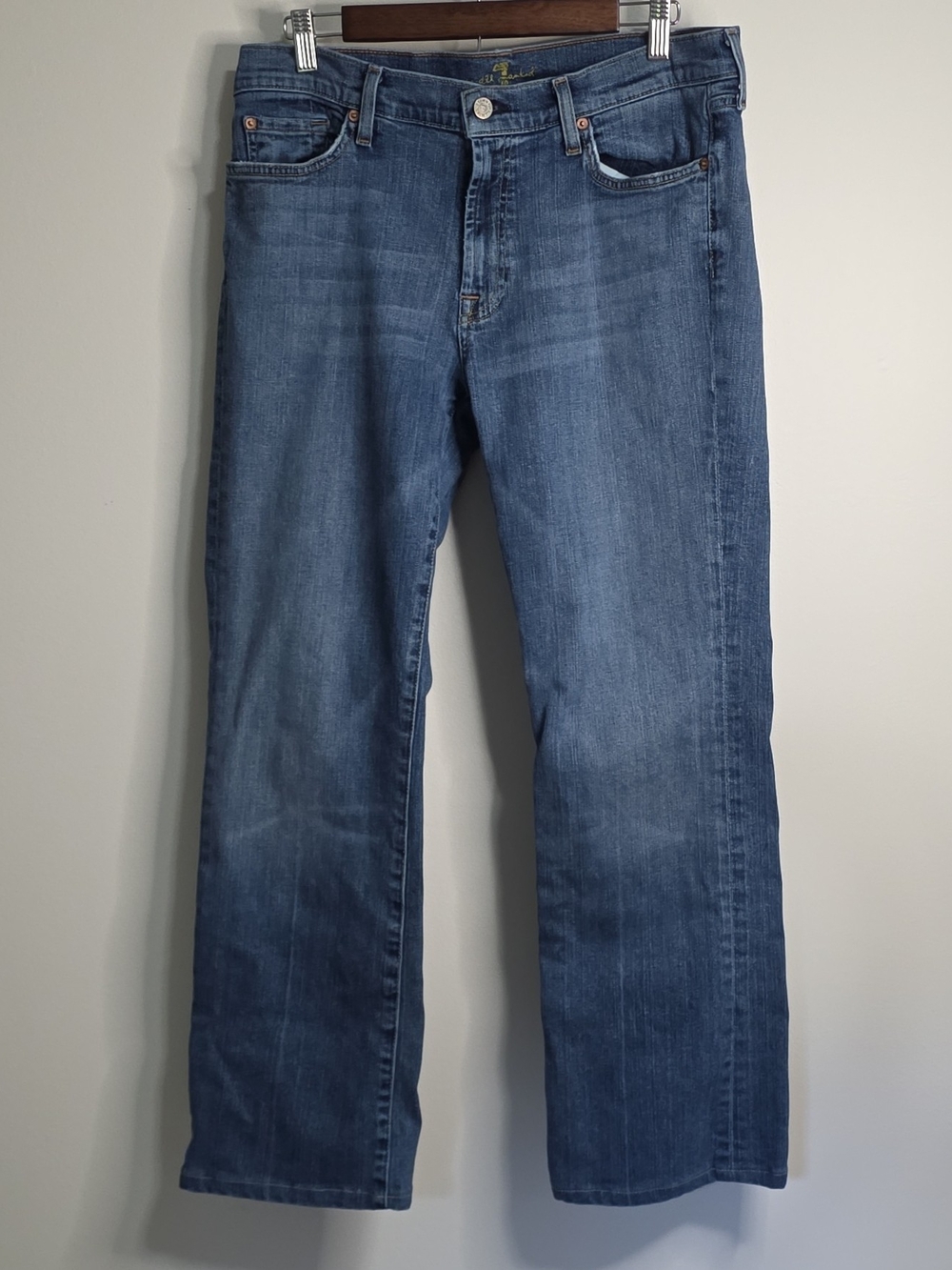 7 For All Mankind Men's Bootcut Medium Blue Straight Jeans